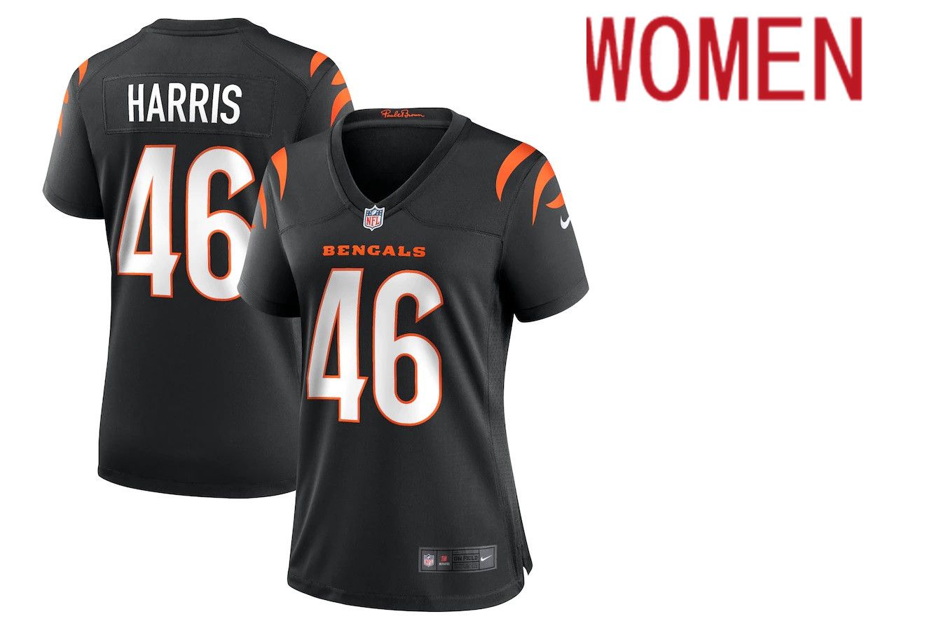 Women Cincinnati Bengals #46 Clark Harris Nike Black Game NFL Jersey